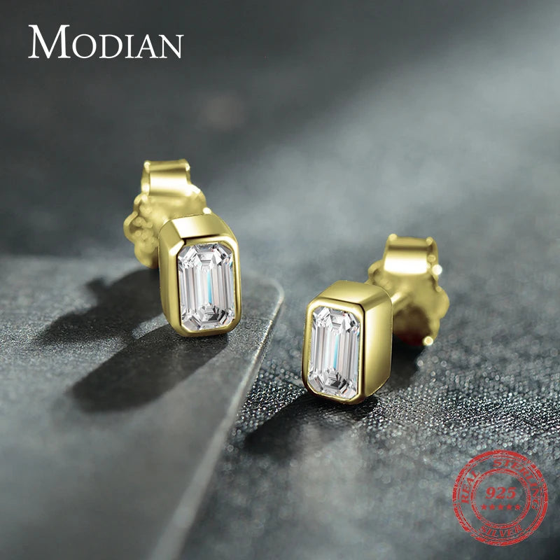 925 Sterling Silber Ohrringe - Zirkonia - 'Gold & Silber