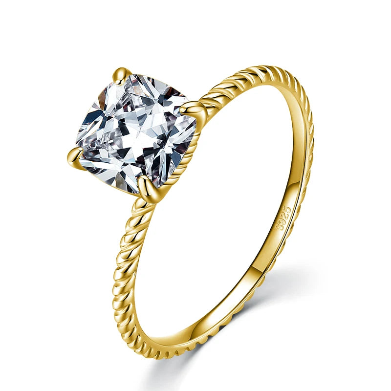 925 Sterling Silber Luxus Ring - Zirkonia Square