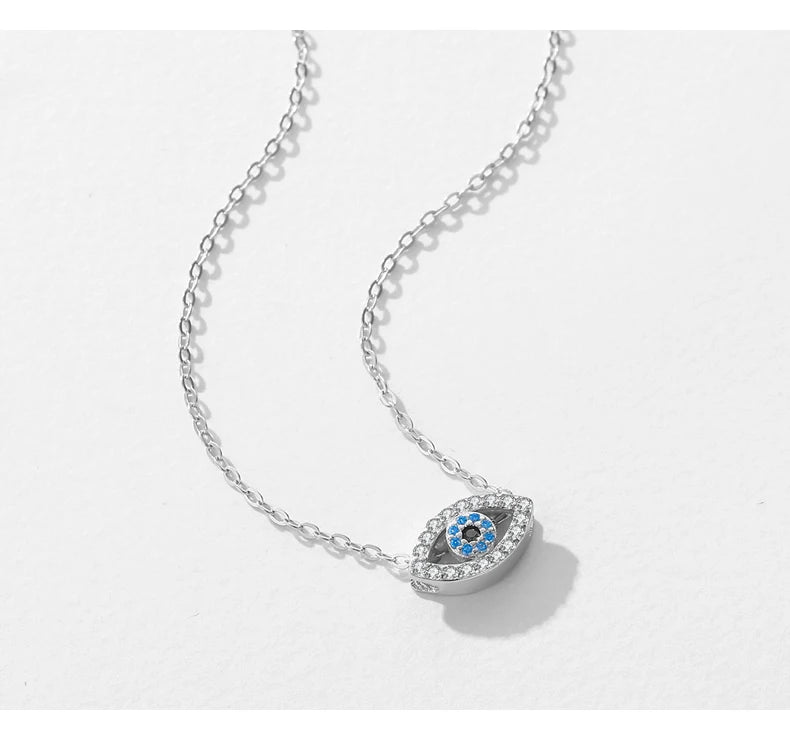Blaues Auge Halskette - 925 Sterling Silber Zirkonia
