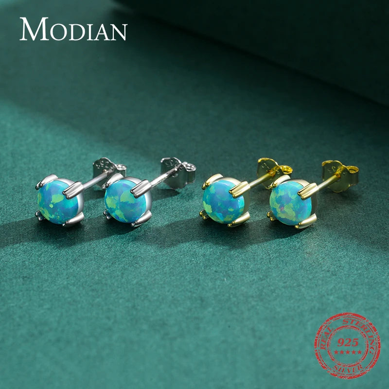 925 Sterling Silber Ohrringe mit blauem Opal