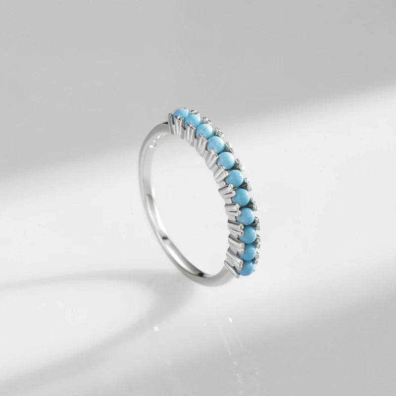 Turquoise Eternity Ring - 925 Sterling Silver