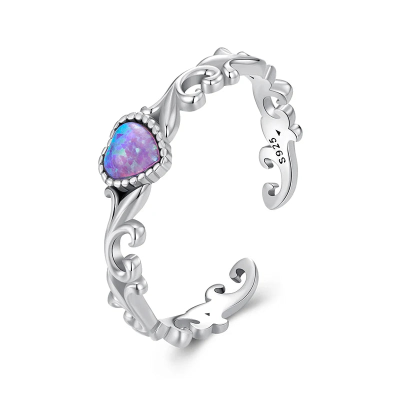 925 Sterling Silber Retro Ring mit Opal