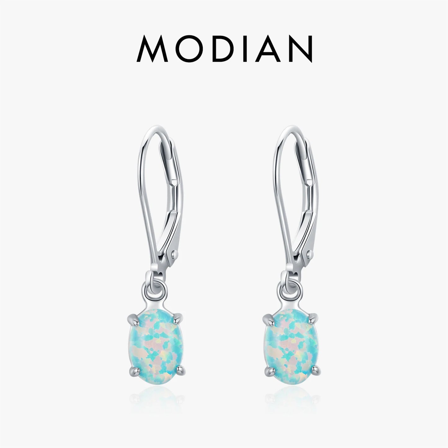 Elegante Hoop Ohrringe - Grüner Opal - 925 Sterling Silber