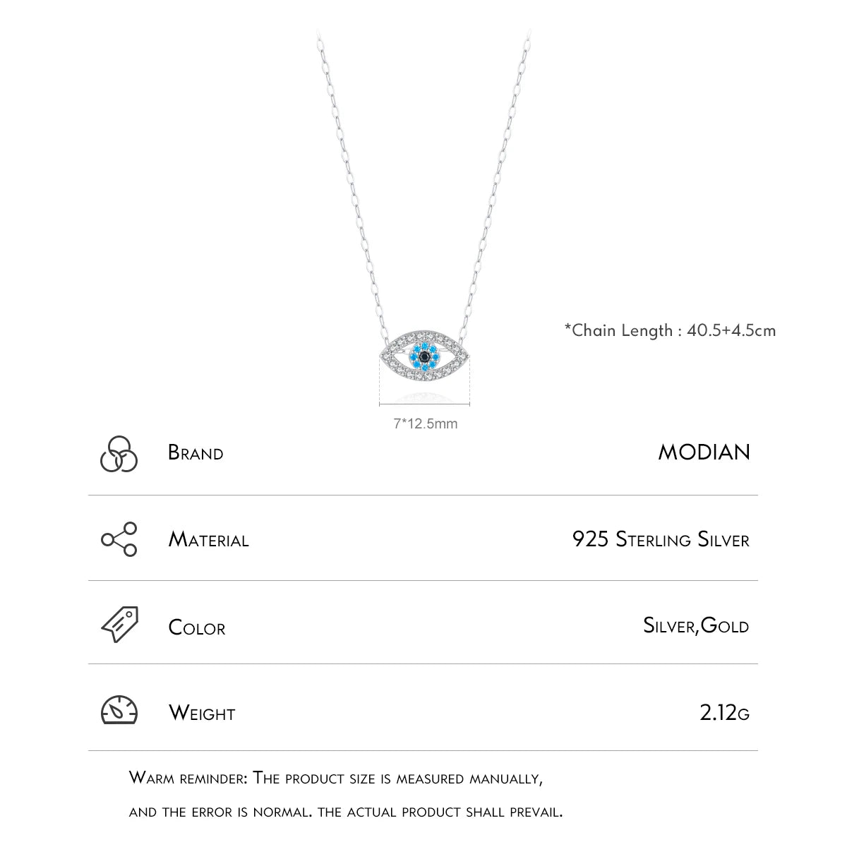 Blaues Auge Halskette - 925 Sterling Silber Zirkonia