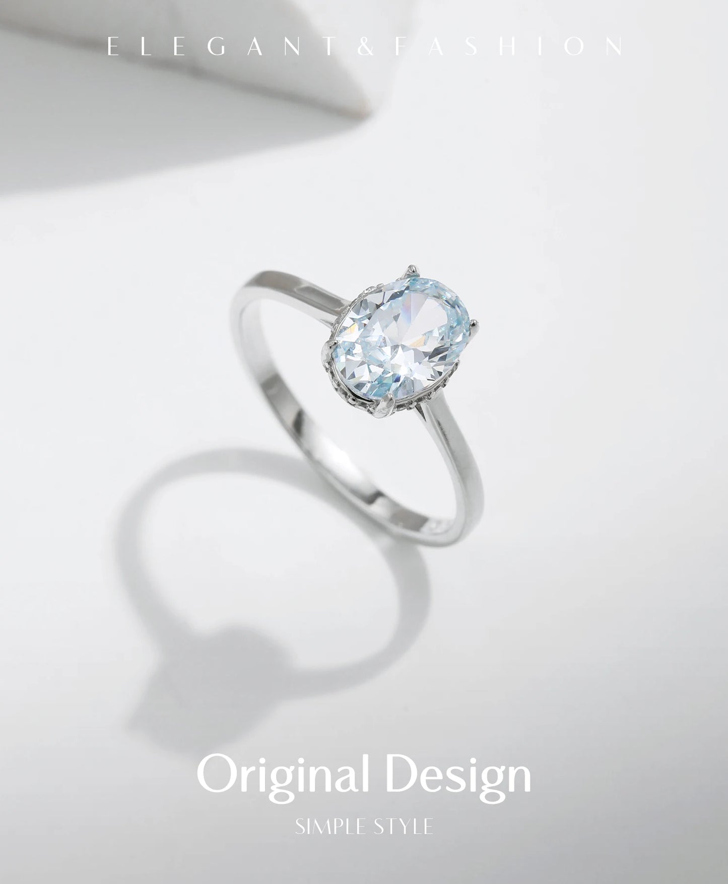 925 Sterling Silber - Ozenblau Zirkonia Ring
