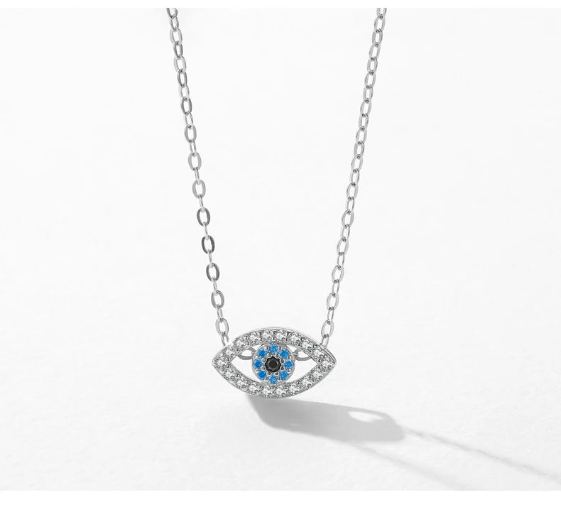 Blaues Auge Halskette - 925 Sterling Silber Zirkonia