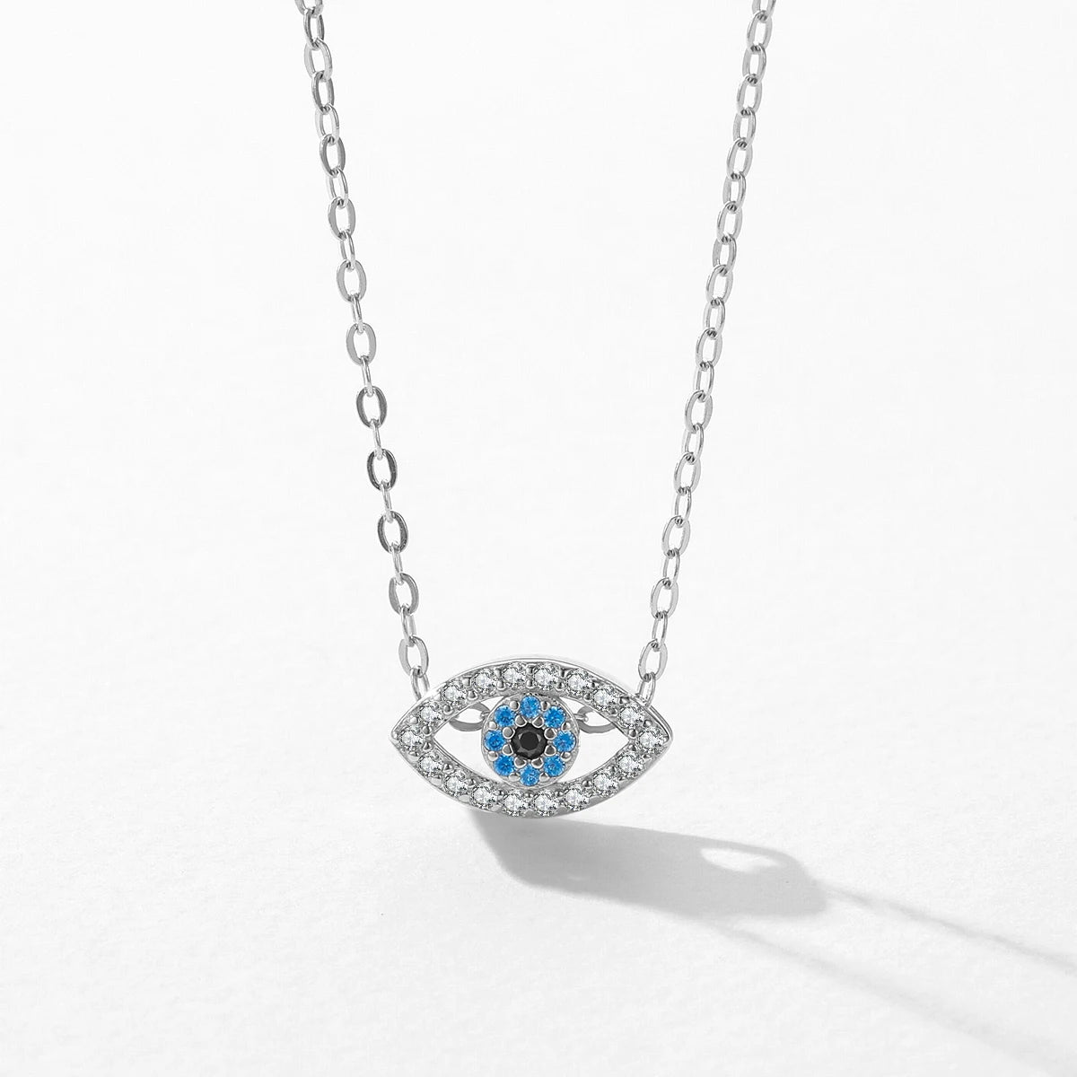 Blaues Auge Halskette - 925 Sterling Silber Zirkonia