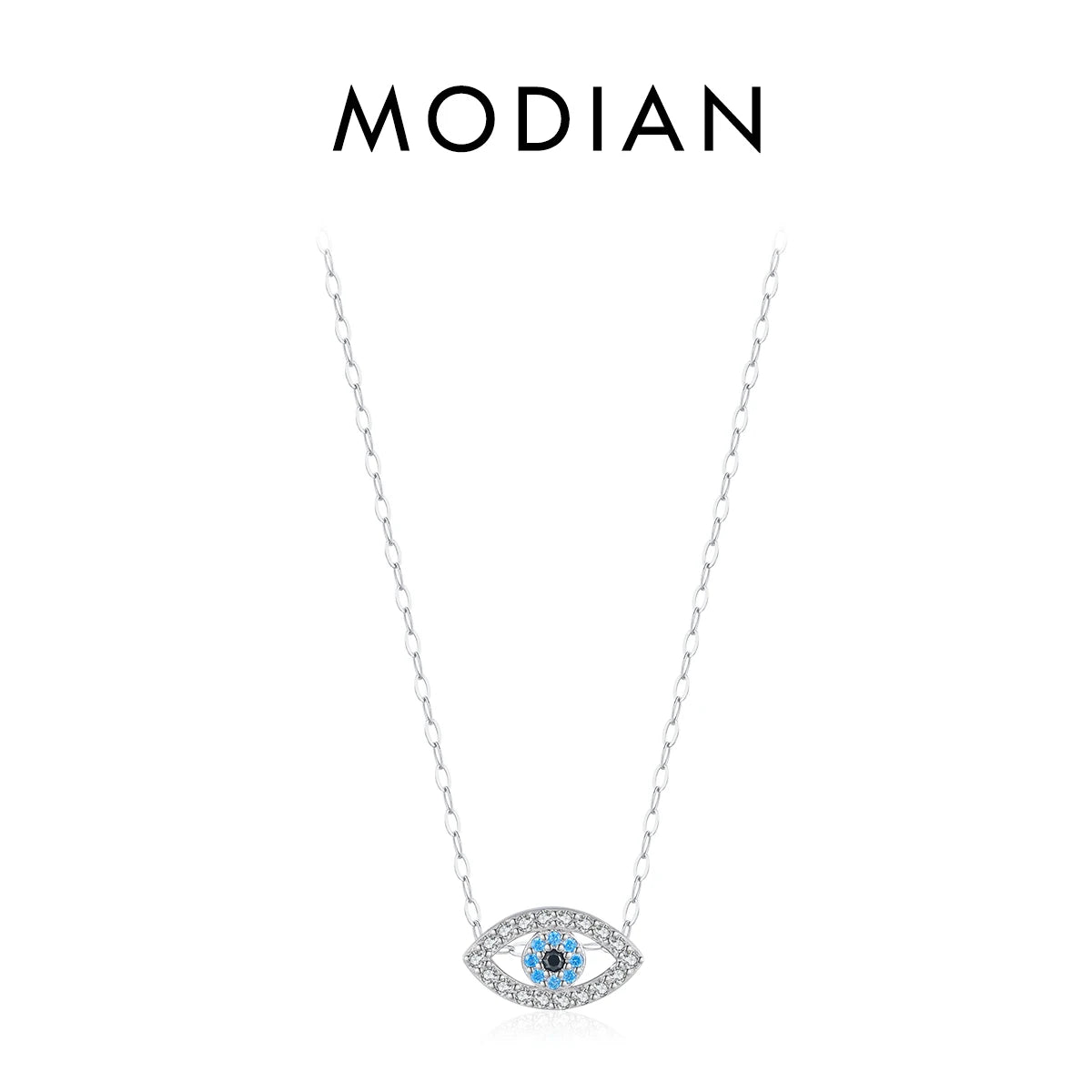 Blaues Auge Halskette - 925 Sterling Silber Zirkonia