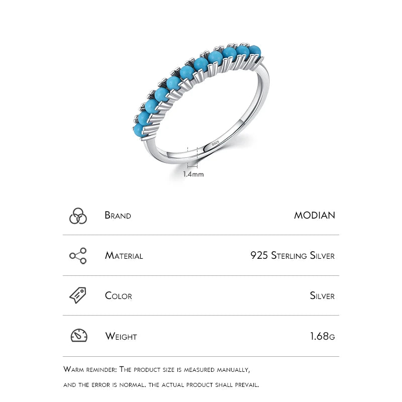 Turquoise Eternity Ring - 925 Sterling Silver