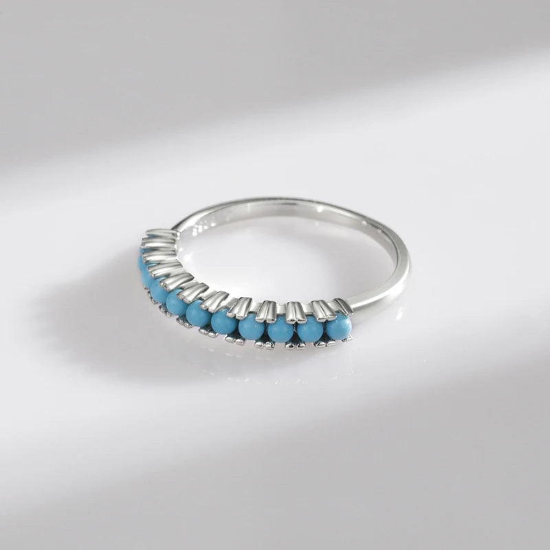 Turquoise Eternity Ring - 925 Sterling Silver