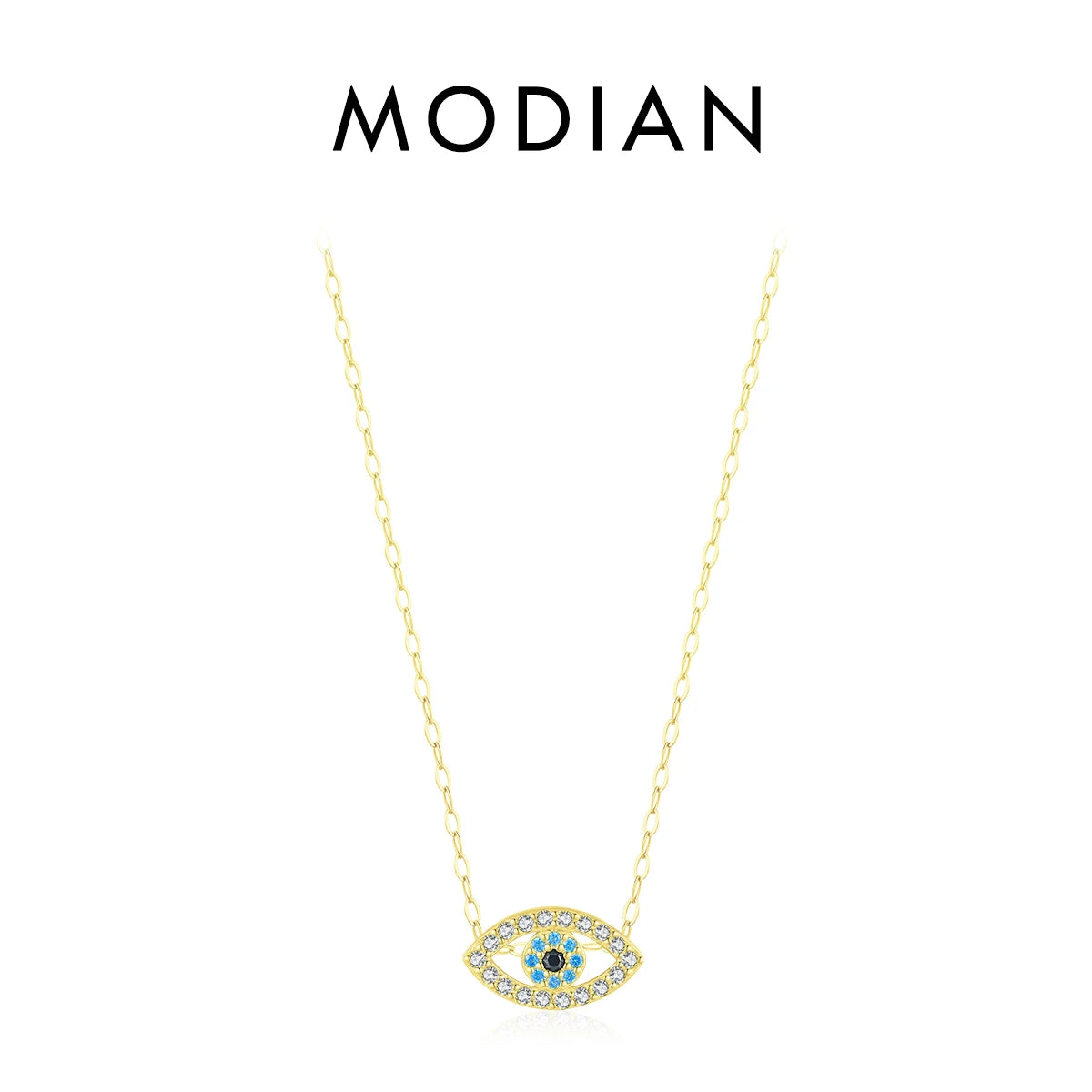 Blaues Auge Halskette - 925 Sterling Silber Zirkonia