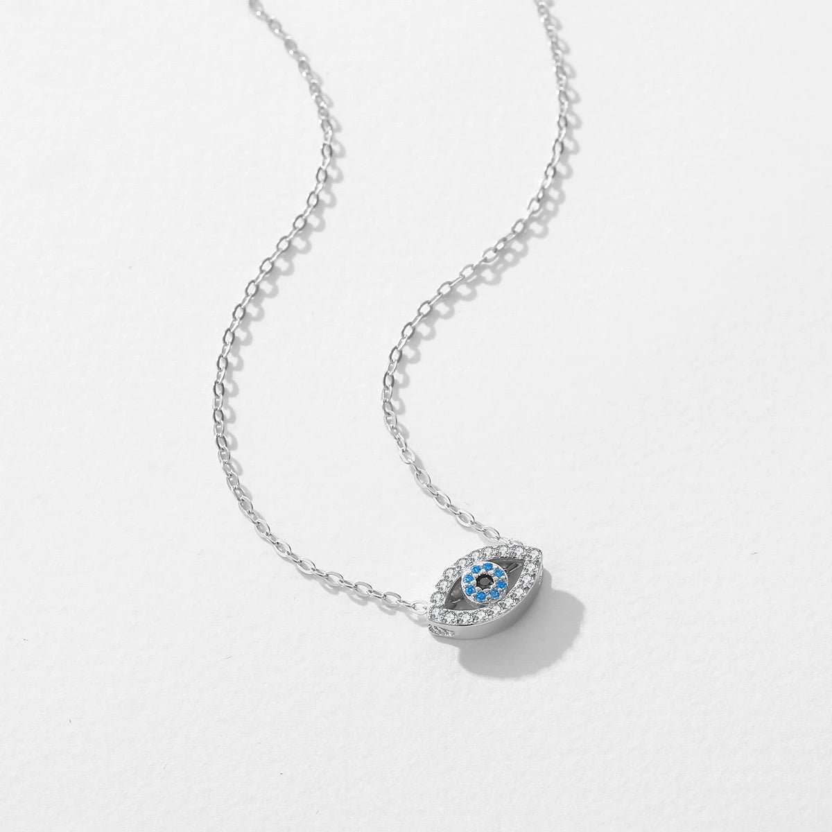 Blaues Auge Halskette - 925 Sterling Silber Zirkonia