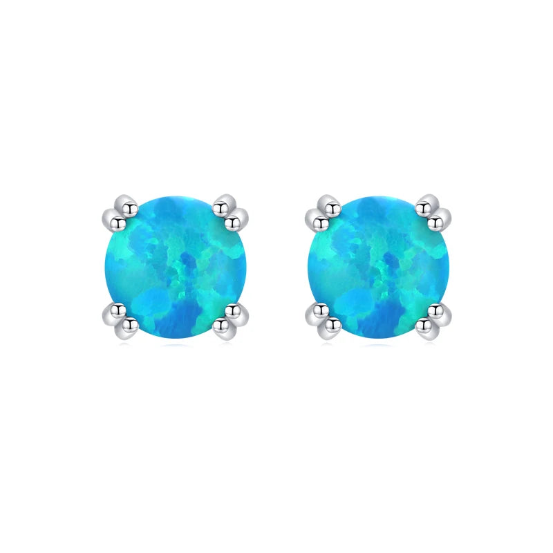 925 Sterling Silber Ohrringe mit blauem Opal