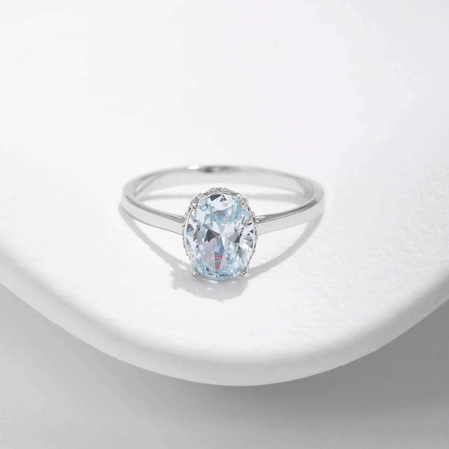 925 Sterling Silber - Ozenblau Zirkonia Ring