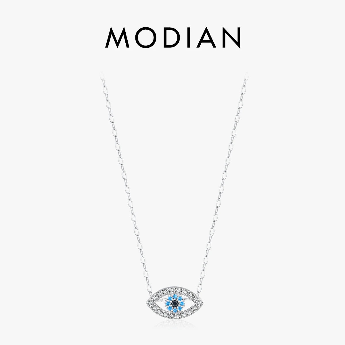 Blaues Auge Halskette - 925 Sterling Silber Zirkonia