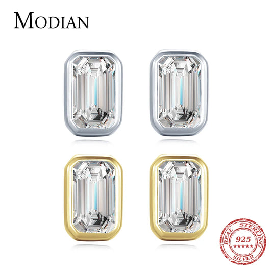 925 Sterling Silber Ohrringe - Zirkonia - 'Gold & Silber