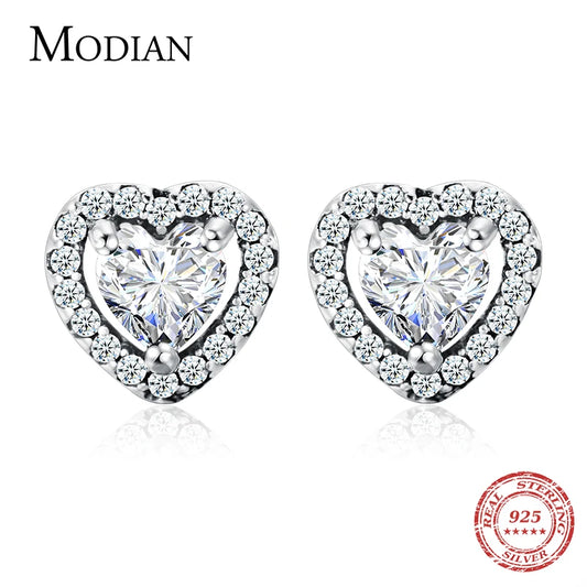 Dazzling 925 Sterling Silber Ohrringe - Zirkonia Herz