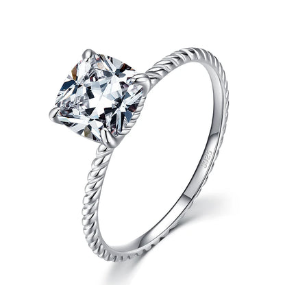 925 Sterling Silber Luxus Ring - Zirkonia Square