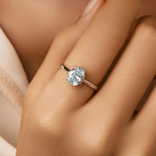925 Sterling Silber - Ozenblau Zirkonia Ring