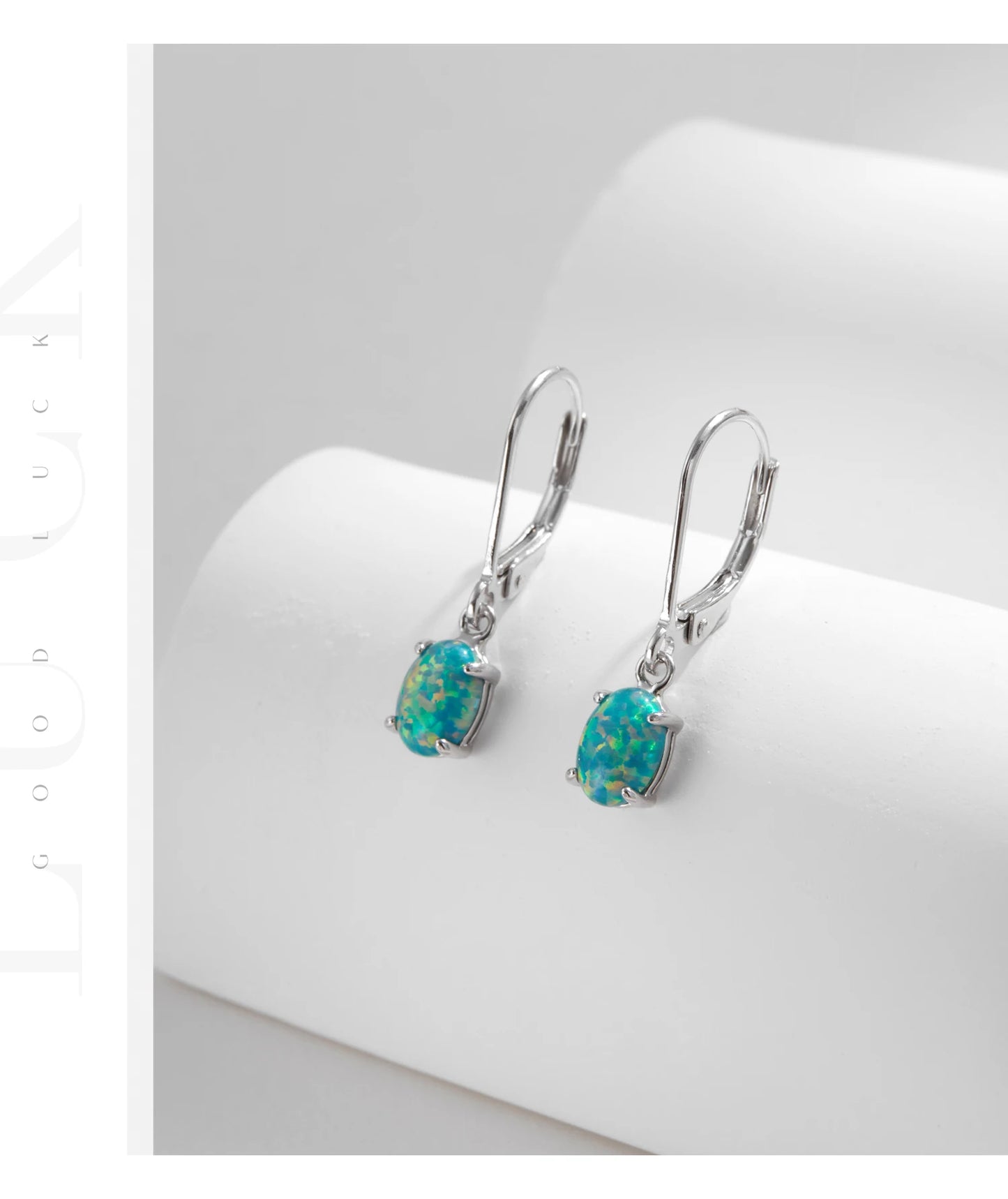 Elegante Hoop Ohrringe - Grüner Opal - 925 Sterling Silber