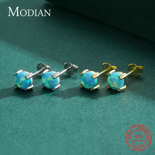925 Sterling Silber Ohrringe mit blauem Opal