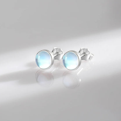 Runde Mondstein Ohrringe - Exquisit - 925 Sterling Silber