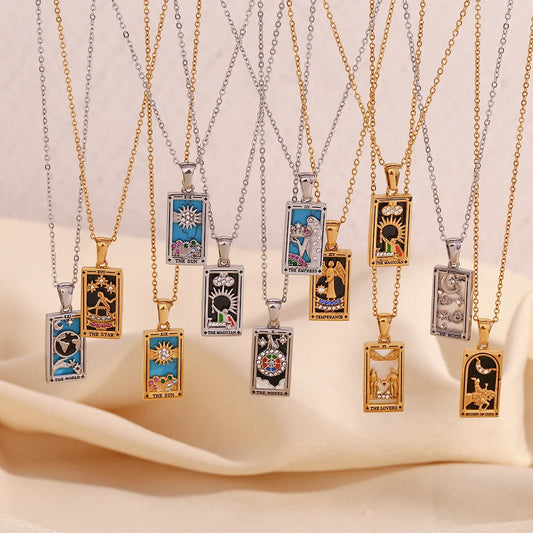 Tarot Halsketten - Edelstahl - gold & silber
