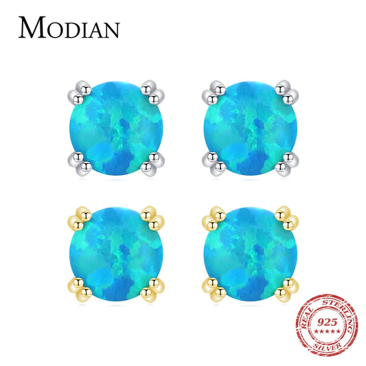 925 Sterling Silber Ohrringe mit blauem Opal