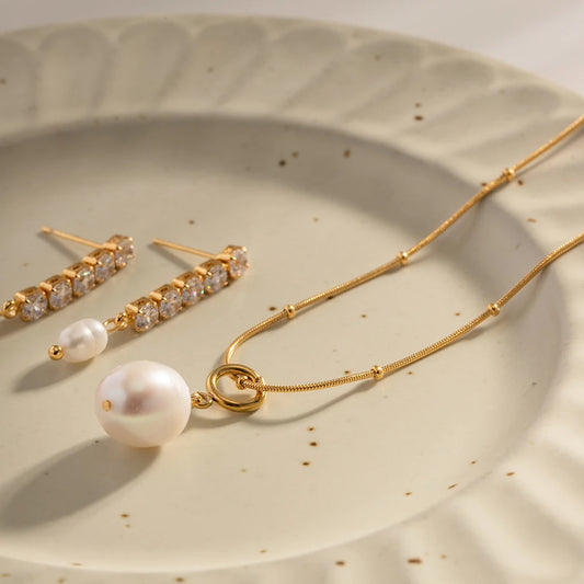 Perlenkette - Simple- Edelstahl Snake Chain - 45,5cm