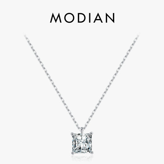 Square Sparkling Zirkonia Halskette - 925 Sterling Silber