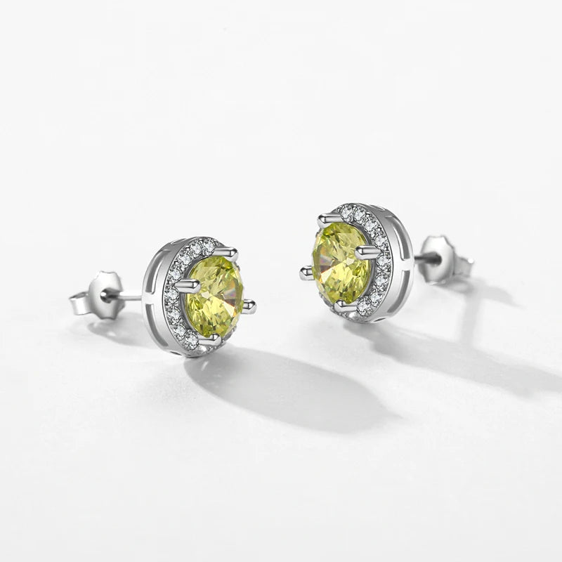 Grüner Zirkonia Stein - 925 Sterling Silber Ohrringe