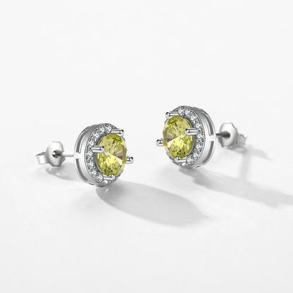 Grüner Zirkonia Stein - 925 Sterling Silber Ohrringe