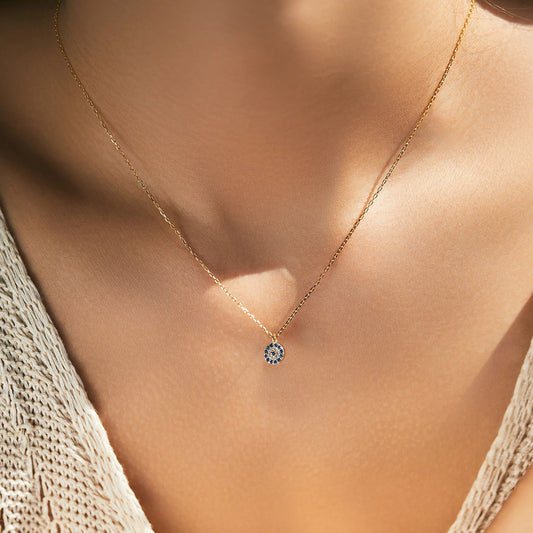 Blaues Auge Zirkonia - 925 Sterling Silber Halskette