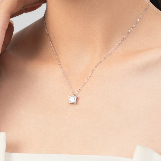 Square Sparkling Zirkonia Halskette - 925 Sterling Silber