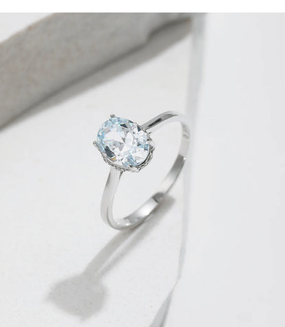 925 Sterling Silber - Ozenblau Zirkonia Ring
