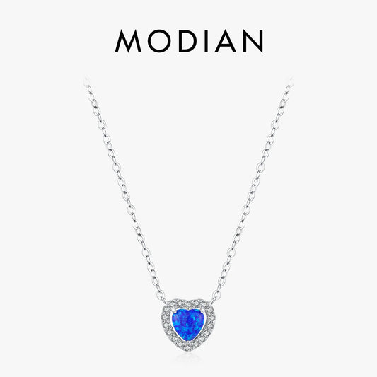 Exquisite Halskette - Blauer Opal - 925 Sterling Silber