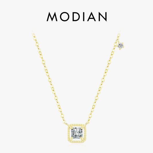 Square Zirkonia 925 Sterling Silber Kette