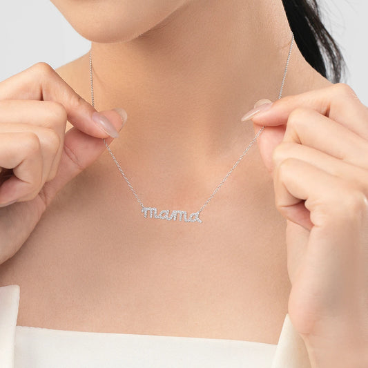 Mama Halskette - 925 Sterling Silber - Sparkling Zirkonia 44-49cm