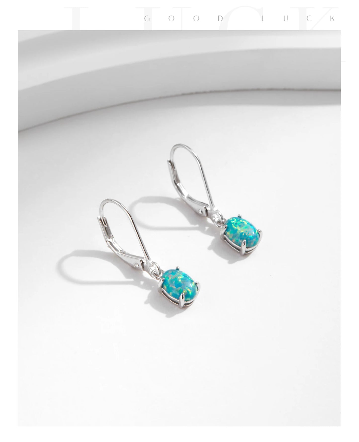 Elegante Hoop Ohrringe - Grüner Opal - 925 Sterling Silber