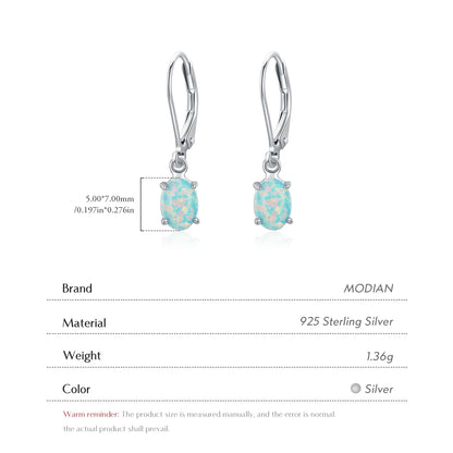 Elegante Hoop Ohrringe - Grüner Opal - 925 Sterling Silber