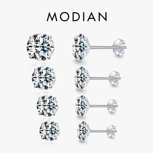 Stud Ohrringe - 925 Sterling Silber - Zirkonia Stein