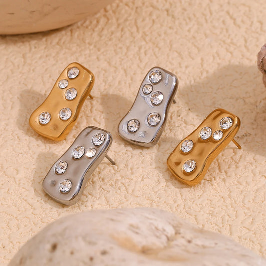 Distortion Ohrringe - Gold und Silber - Edelstahl mit Steinen