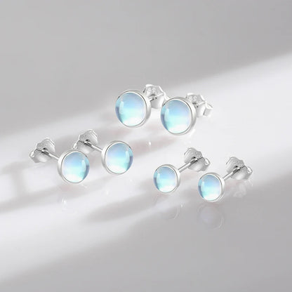 Runde Mondstein Ohrringe - Exquisit - 925 Sterling Silber