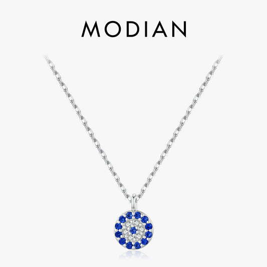 Blaues Auge Zirkonia - 925 Sterling Silber Halskette