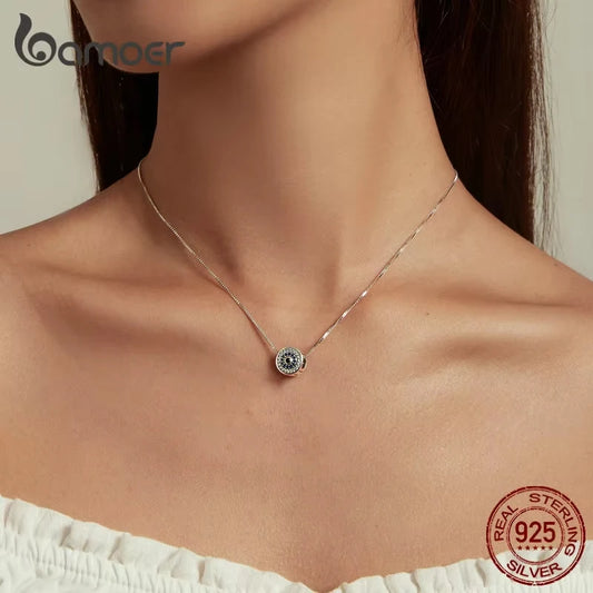 Böses Auge - Blaue Zirkonia - 925 Sterling Silber Halskette