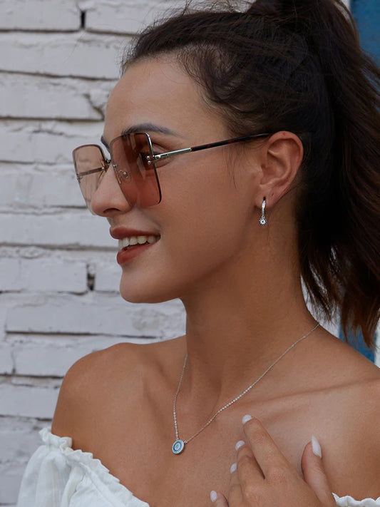 Blaue Zirkonia - 925 Sterling Silber - Damen Halskette