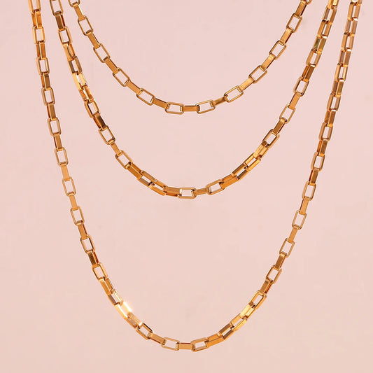 Box Chain - vergoldeter Edelstahl - Halskette & Armband 15-60cm
