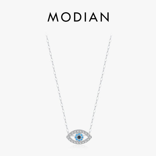 Blaues Auge Halskette - 925 Sterling Silber Zirkonia
